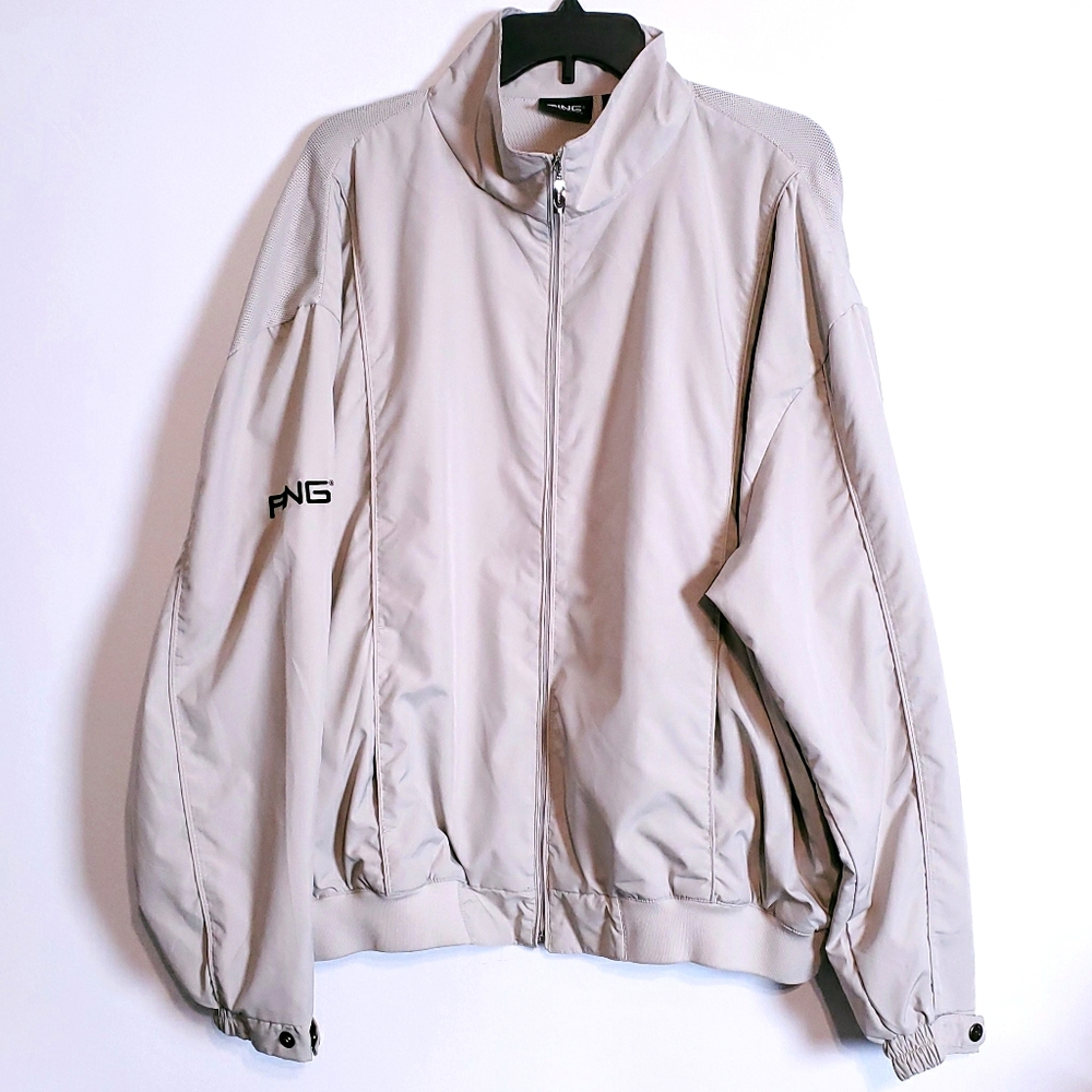 PING Mens Zip Front Golf Perf Jacket Sand Tan